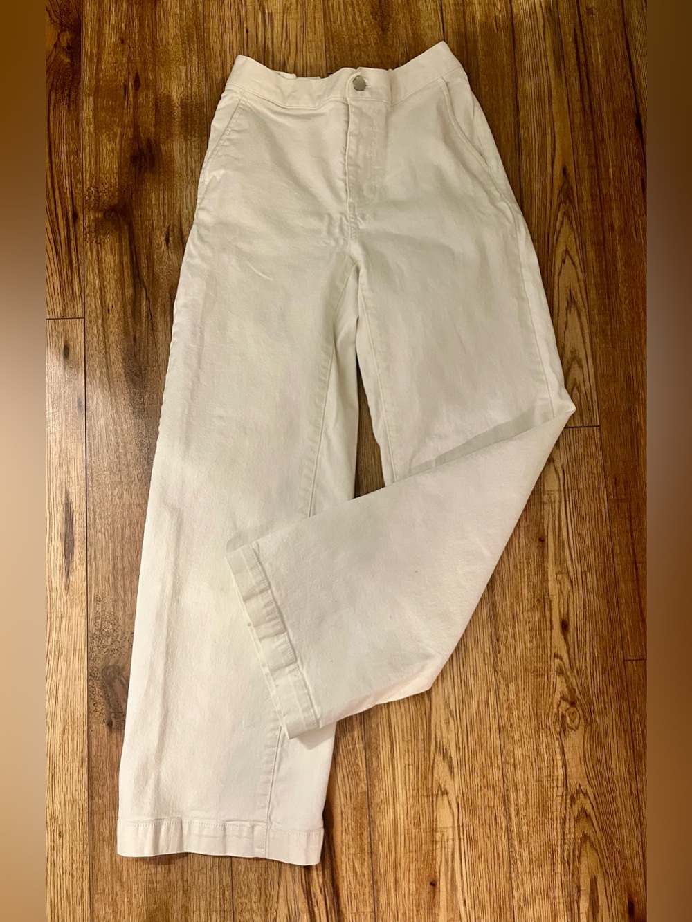 Oak + Fort High Waisted Wide Leg Pants Cream White Off White - Size XS